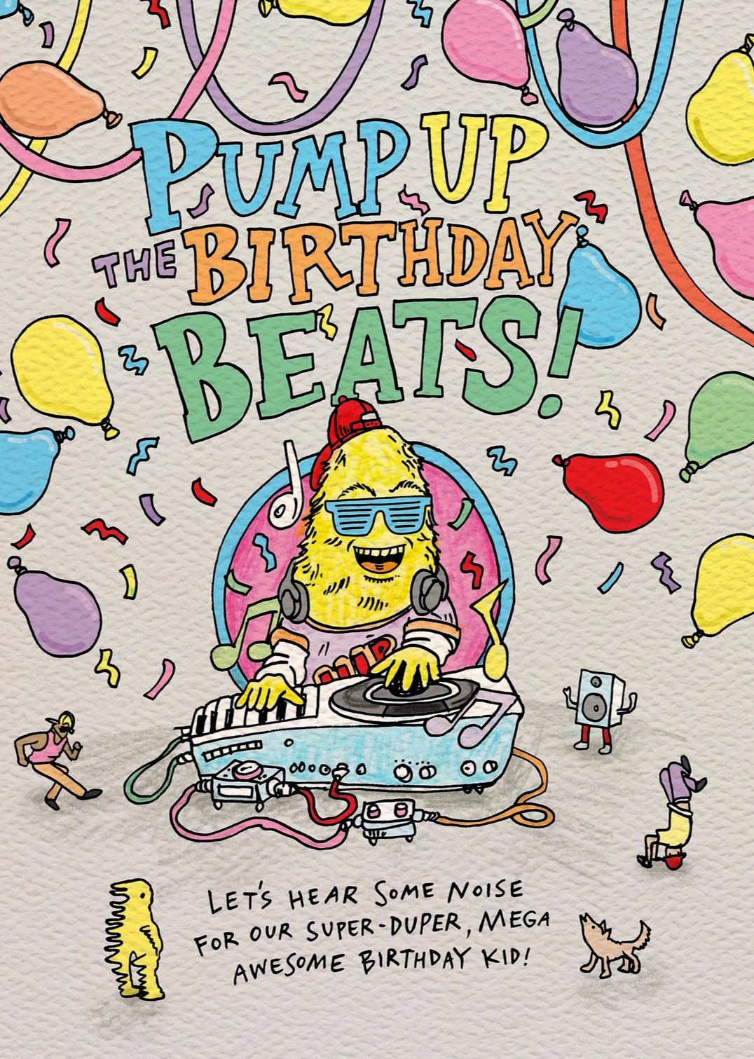 Kids birthday card - teen birthday card - tween birthday card - Australian made kids birthday card - funny kids birthday card - Birthday Beats by Wally Paper Co Melbourne - made in Australia