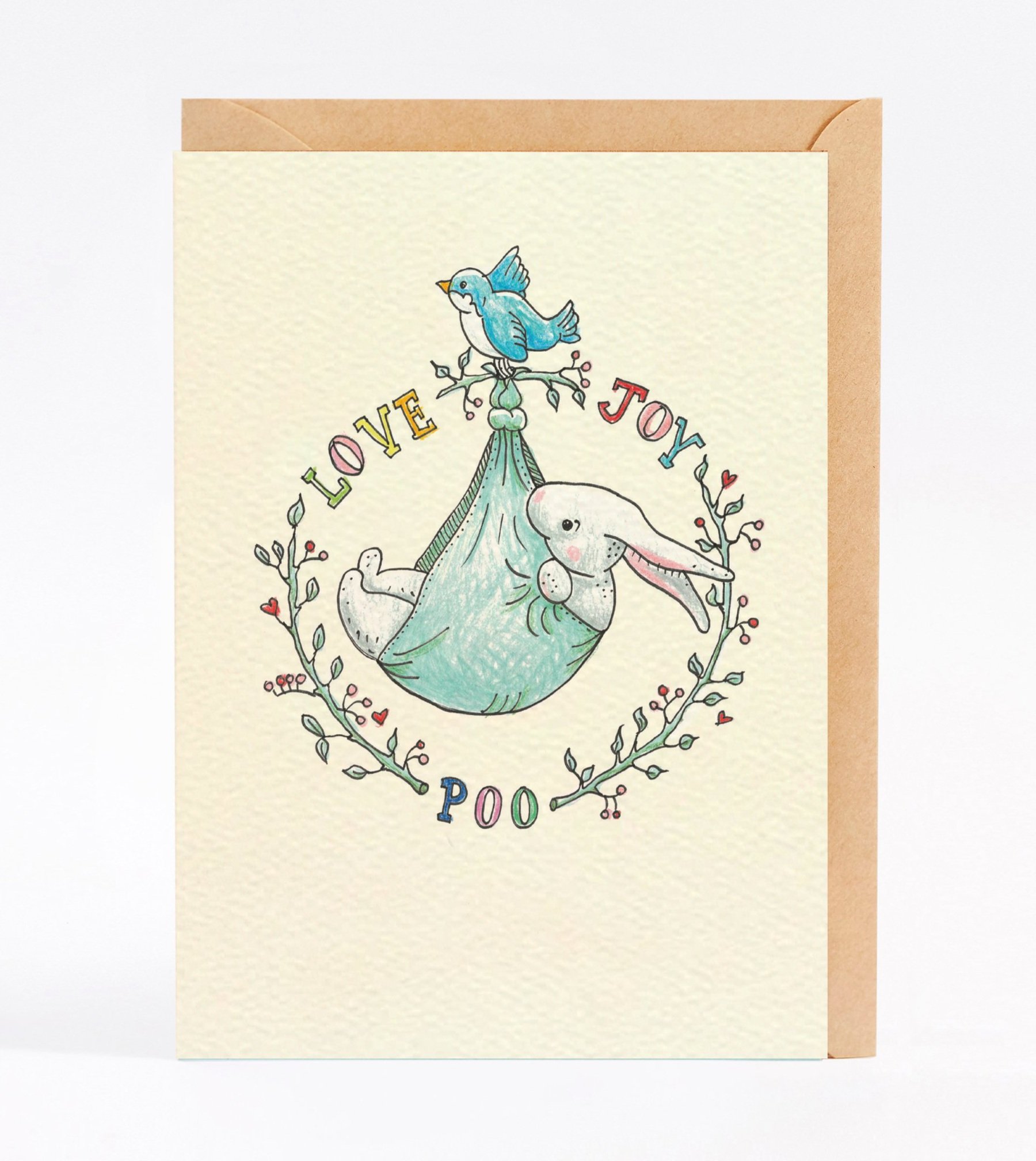 Funny new baby card funny baby shower card called Love Joy Poo by Wally Paper Co Melbourne made in Australia