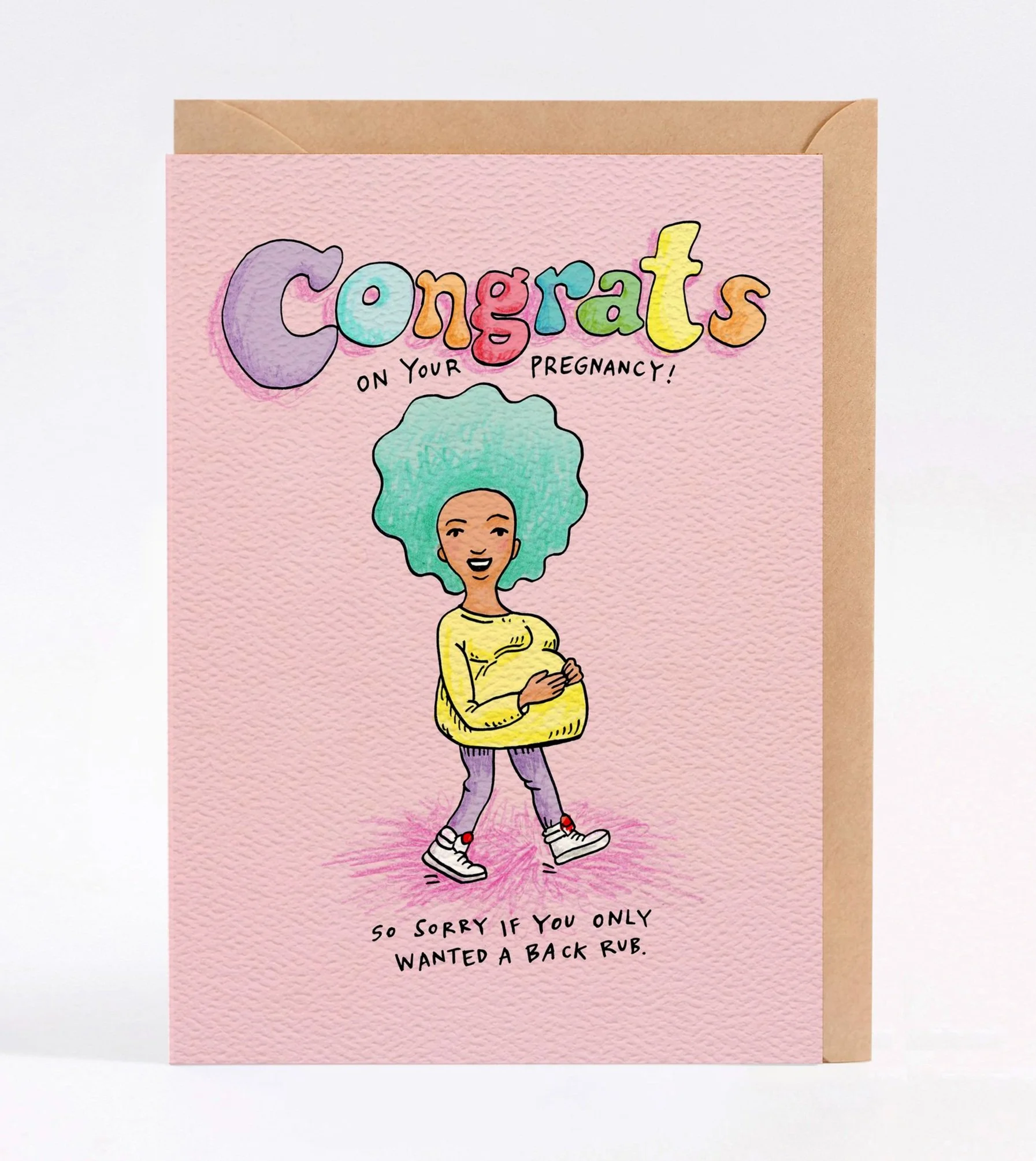 Pregnancy card - funny pregnancy card - funny baby shower card - funny expecting card - Australian made pregnancy card - Back Rub by Wally Paper Co Melbourne - made in Australia