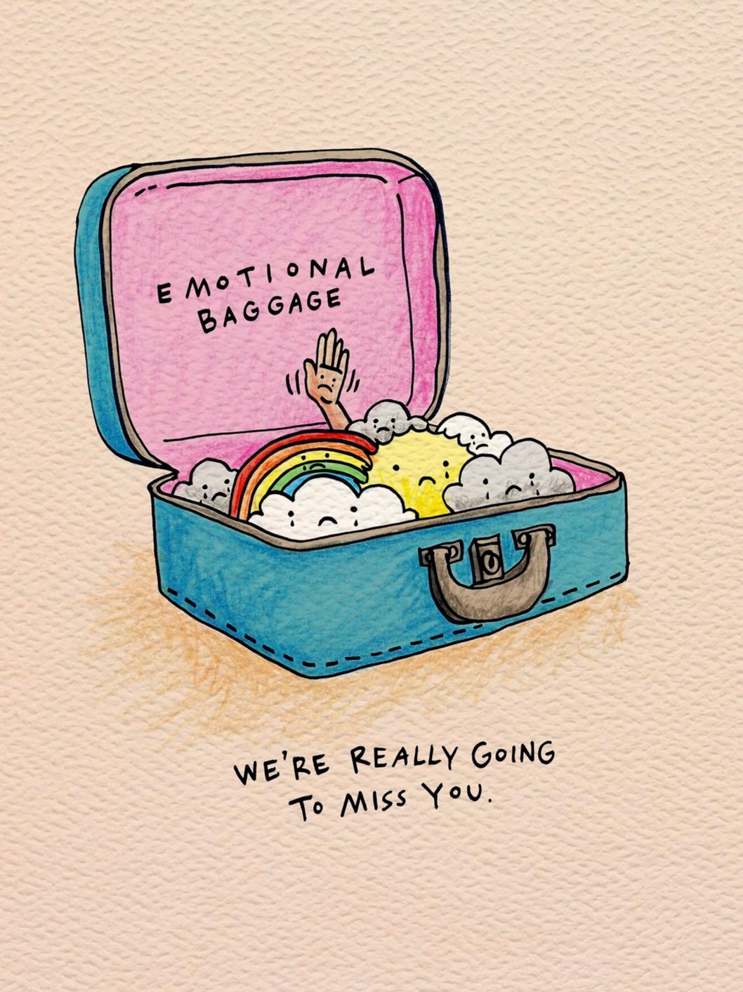 Goodbye card - funny goodbye card - Australian made goodbye card - Emotional Baggage by Wally Paper Co Melbourne - made in Australia