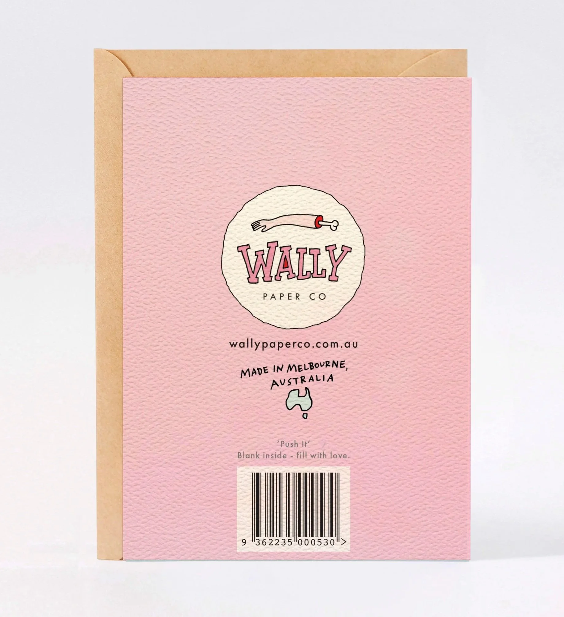 Pregnancy card - baby shower card - PUSH IT - by Wally Paper Co. Made in Australia.
