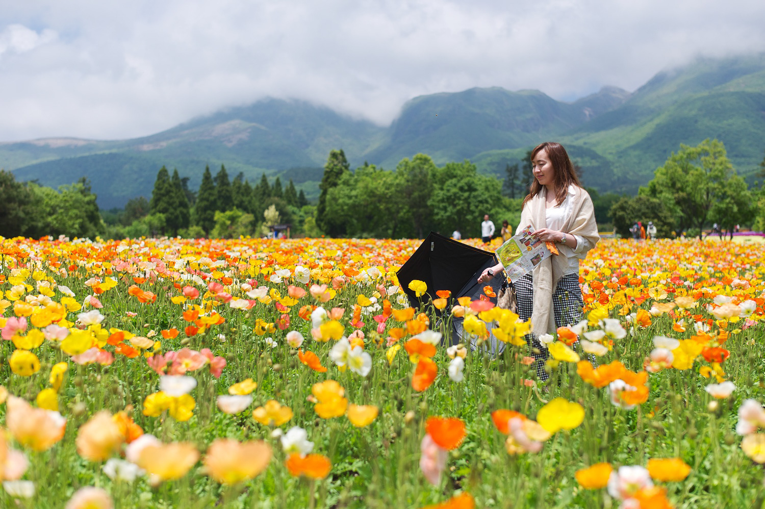Karens enjoying her fresh air at a flower park in Kuju, Oita