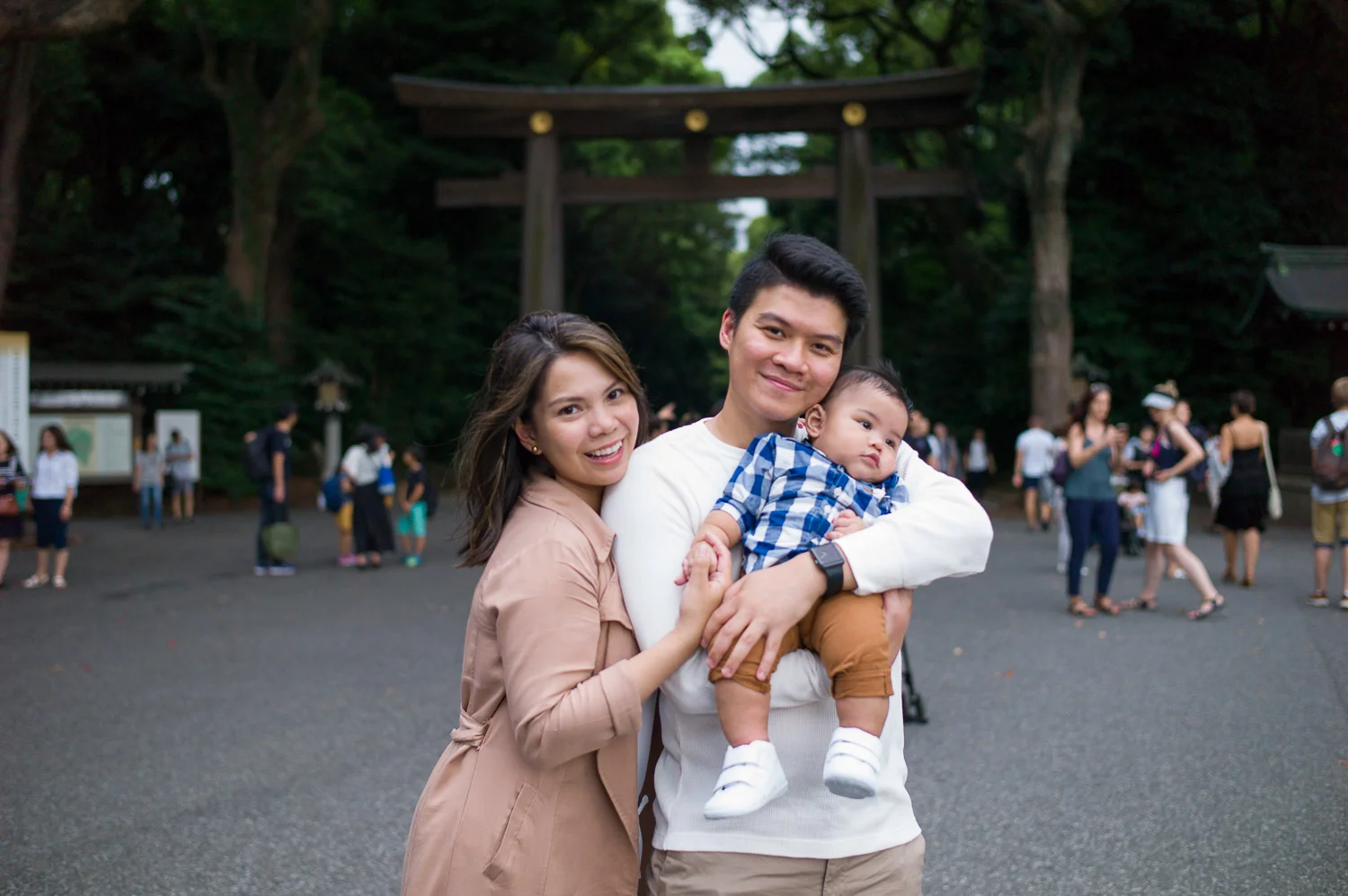 Photographic souvenir in front of Meiji Shrine
