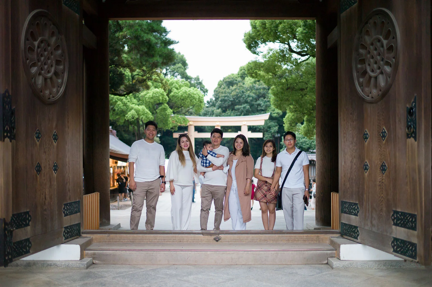 Family photography at the main gate of Meiji Shrine