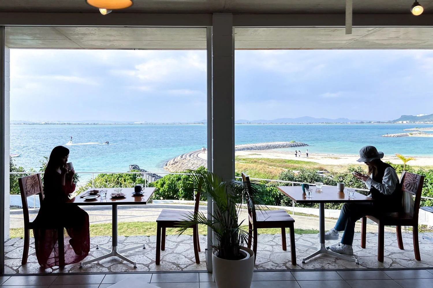 Local cafe with panoramic seascape view