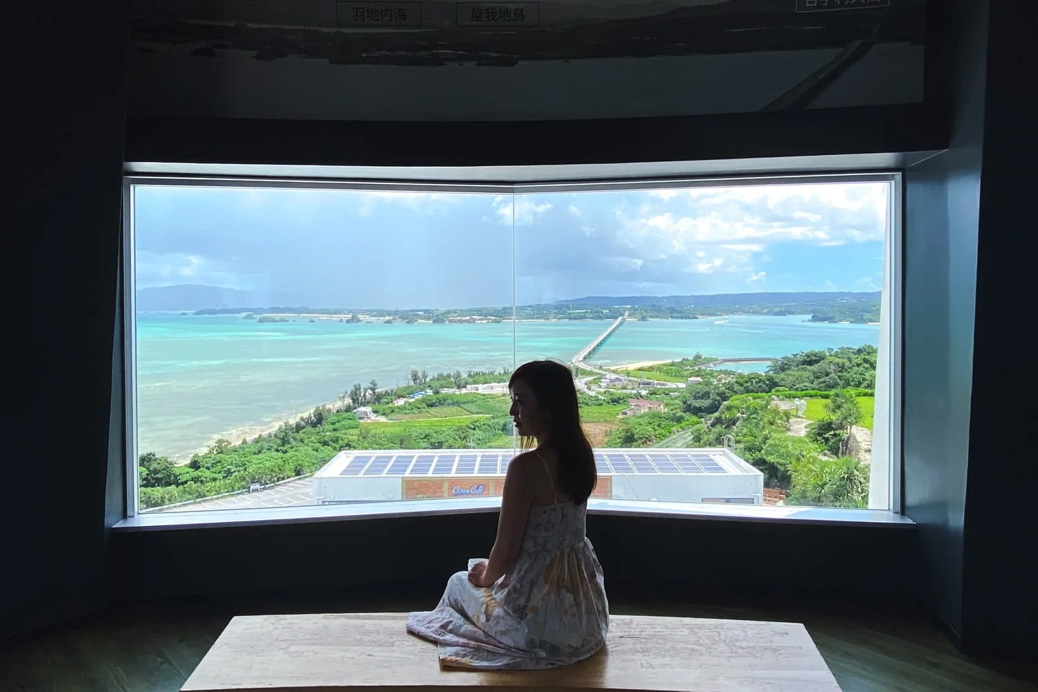 Okinawa cafe with an ocean view with blue sky