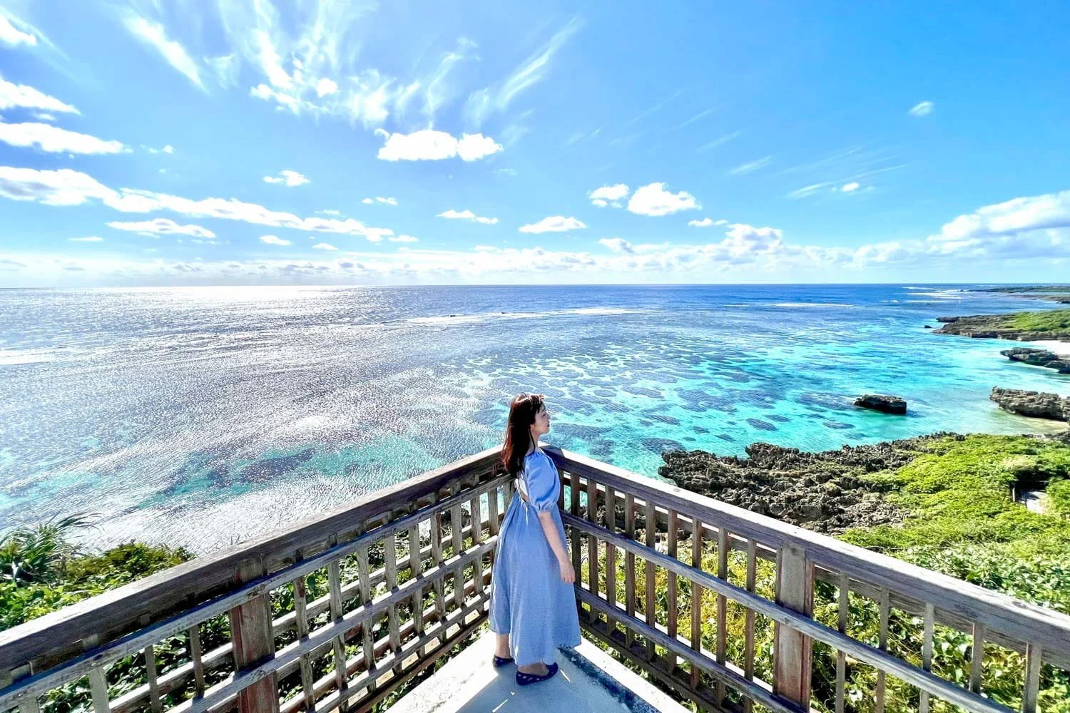 Ishigakijima view point with panoramic ocean scene