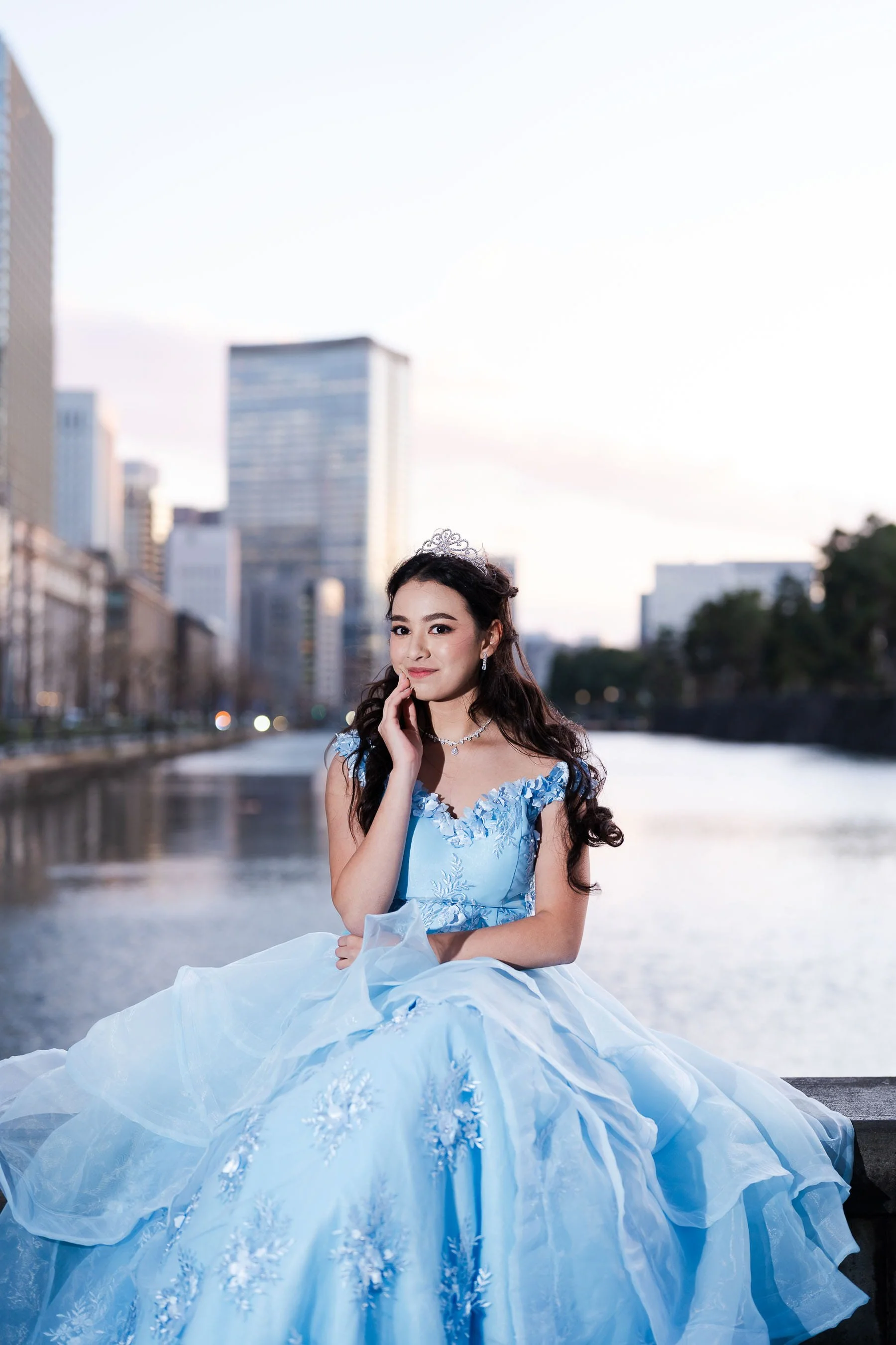 Tokyo_quinceanera_photographer_blue_gown_portrait_imperial_palace_moat.jpg