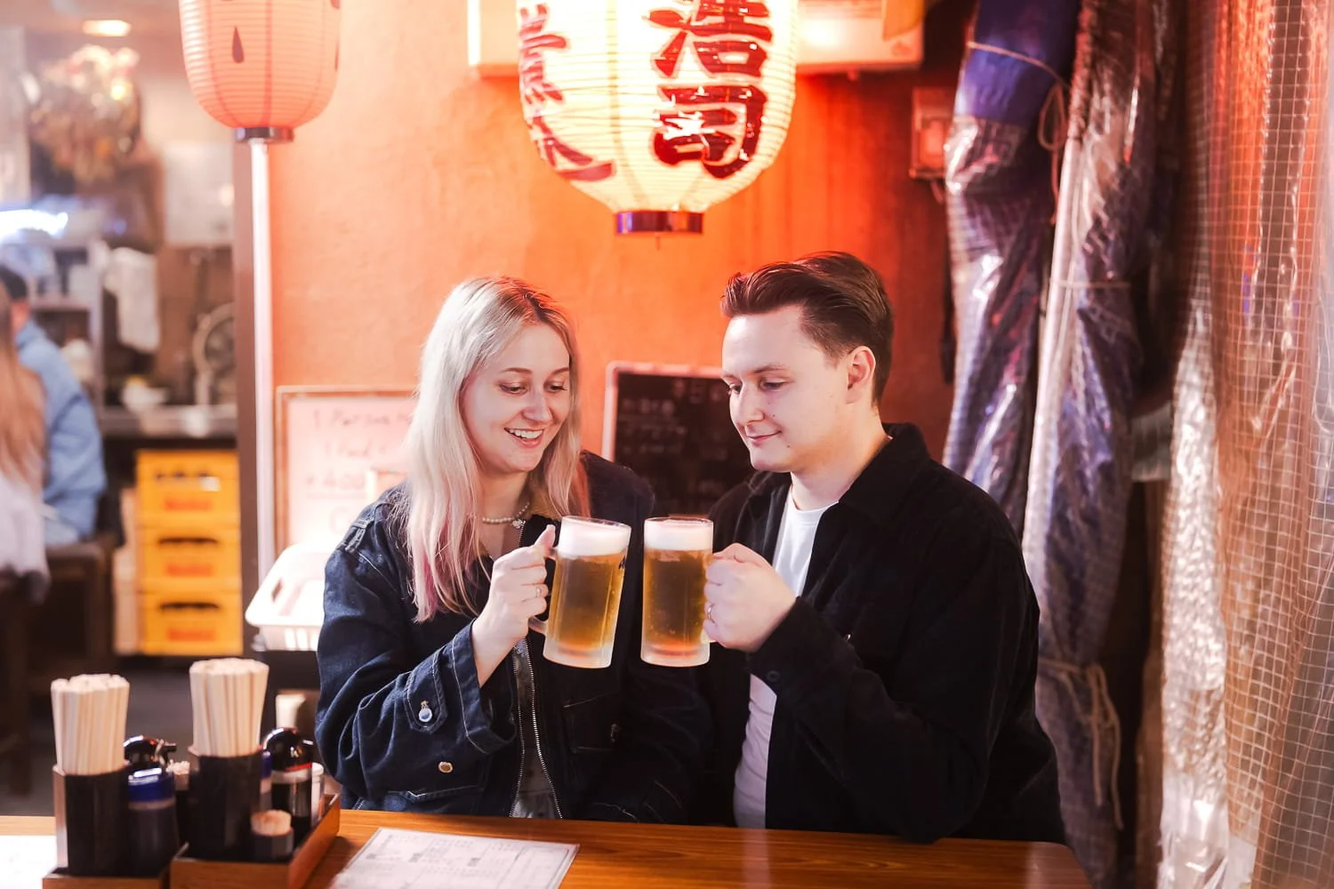 Migle and her husband celebrated the completion of the shoot having cold Japanese beer.