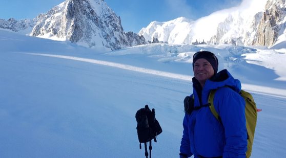 Stian Hagen, on the Mer de Glace above Chamonix. Photo Al Morgan.