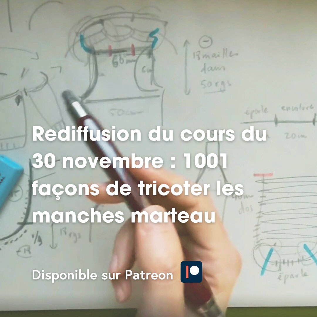 Le cours de samedi est en ligne sur Patreon !⁠
Cette semaine, nous avons explor&eacute; les diff&eacute;rentes fa&ccedil;ons de tricoter les manches marteau 🔨 afin d'appr&eacute;hender avec s&eacute;r&eacute;nit&eacute; cette construction et de pouv