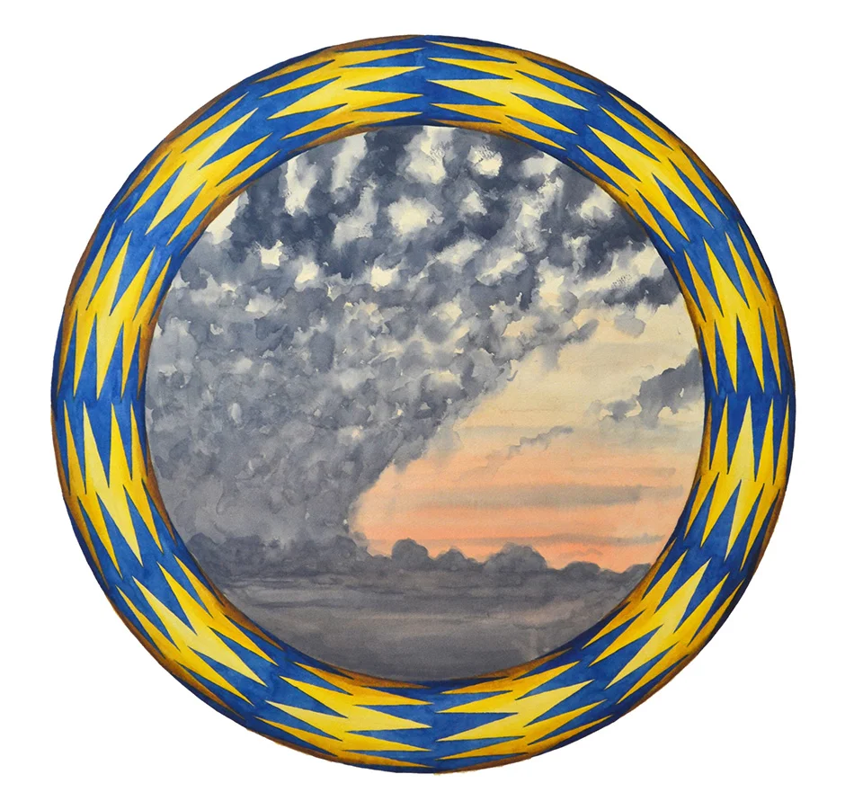 Scott Ponemone, Planet VI, 2015, watercolor on paper, 27.5 x 27.5 inches framed