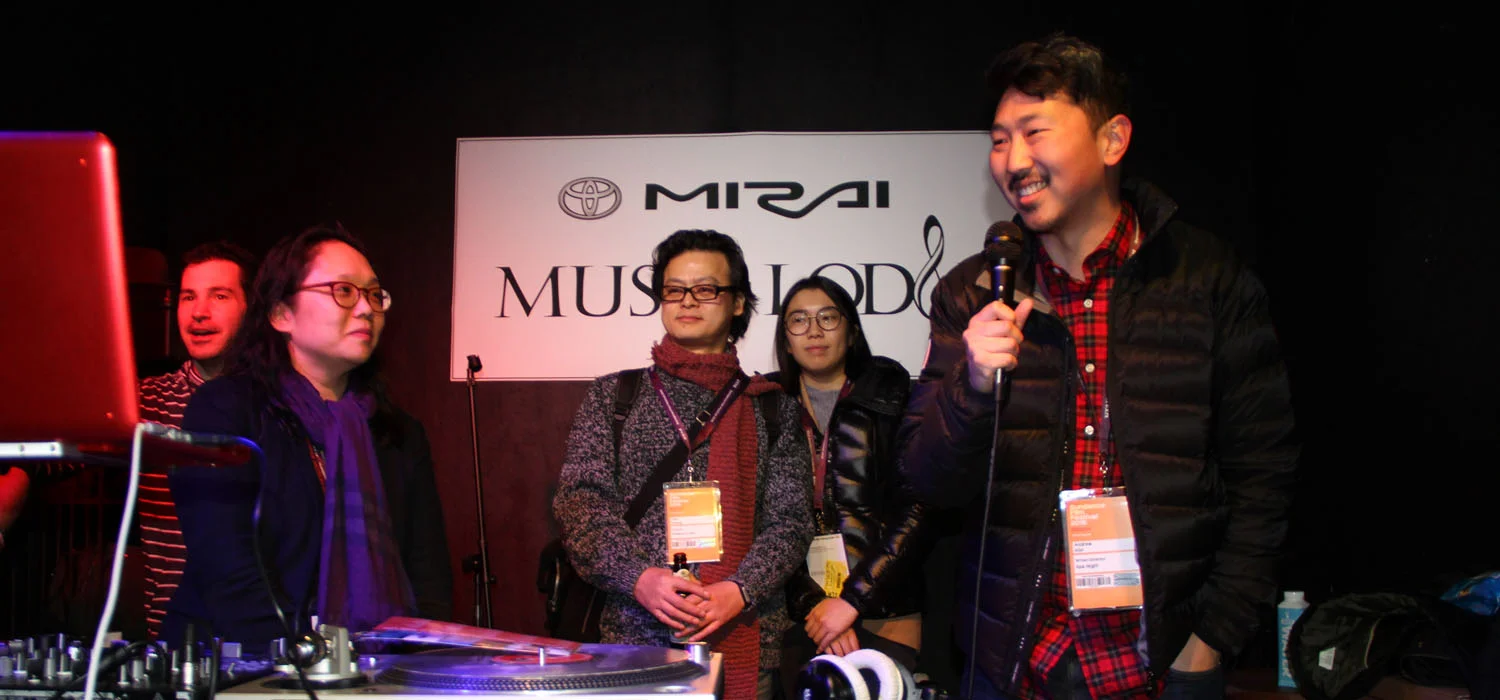 Director Andrew Ahn addresses the crowd at the 2016 Asian Pacific Experience in Park City. (Photo: Abraham Ferrer/Visual Communications Photographic Archive)