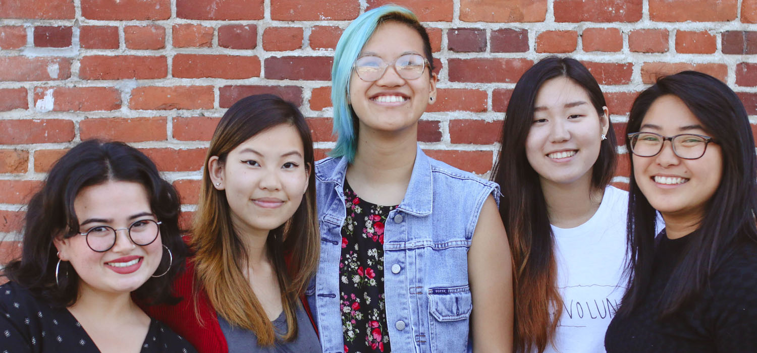 Director Quyên Nguyen-Le with Visual Communications' summer 2016 interns (from left): Joey Scher, Kathy Pham, Connie Oh, and Farrah Su. (Photo: Visual Communications Photographic Archive)