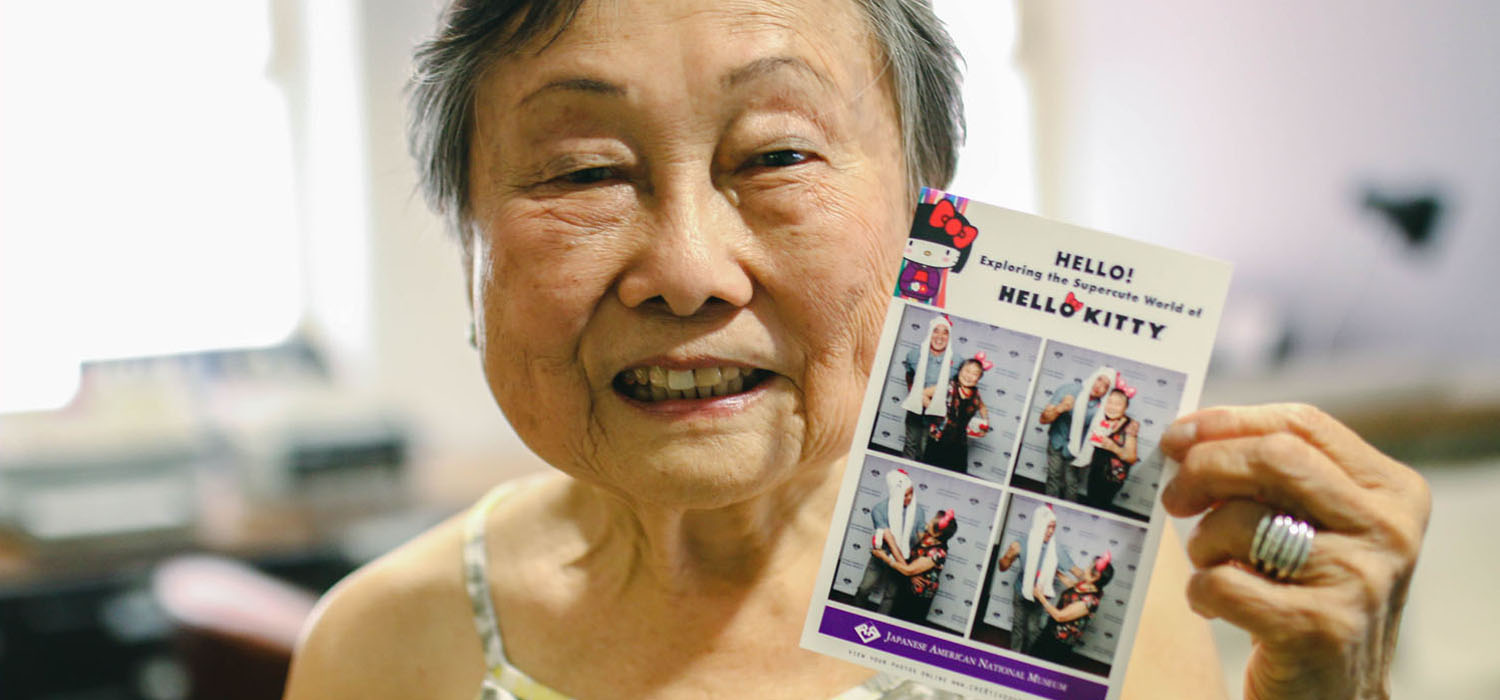 Director Fran Ito, with a souvenir from her previous Digital Histories production HELLO KITTY AND HER FANS. (Photo: Farrah Su/Visual Communications Photographic Archive)