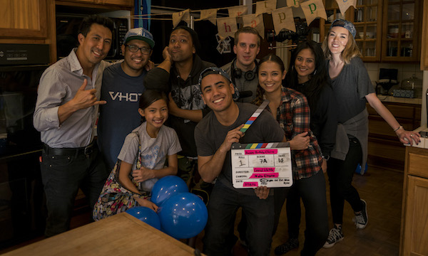 THE CREW OF DIRECTOR CONRAD LIHILIHI'S "HAPPY BIRTHDAY, CLAIRE" CELEBRATE THE COMPLETION OF PRINCIPAL PHOTOGRAPHY. (PHOTO: COURTESY THE FILMMAKER)