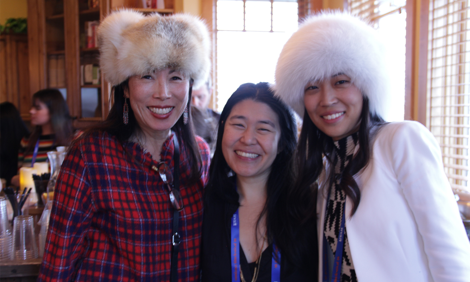  Filmmaker Theresa Loong is feeling left out of place in the company of actress Jodi Long and a friend of the Sundance Film Festival. (Photo: Abraham Ferrer/Visual Communications Photographic Archive) 