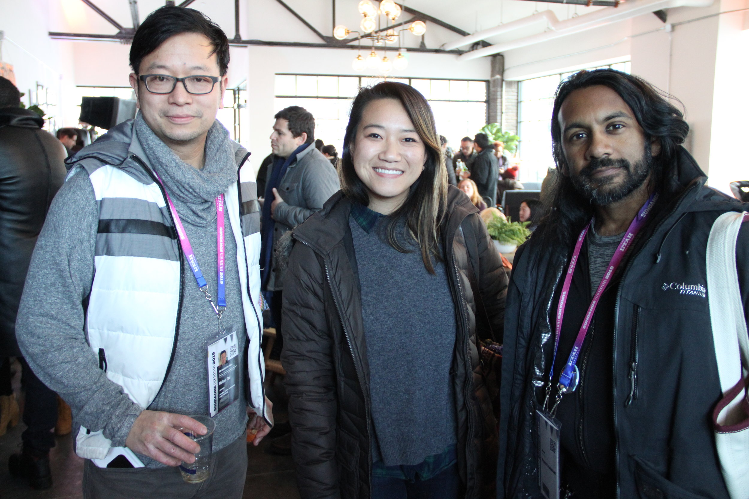  Michael Tow, an adviser for the Boston Asian American Film Festival and friend meet up with Mayuran Tiruchelvam at the Asian Pacific Filmmakers Experience in Park City meet-up at RYOT &amp; VICE Studios Lounge. (Photo: Abraham Ferrer/Visual Communic