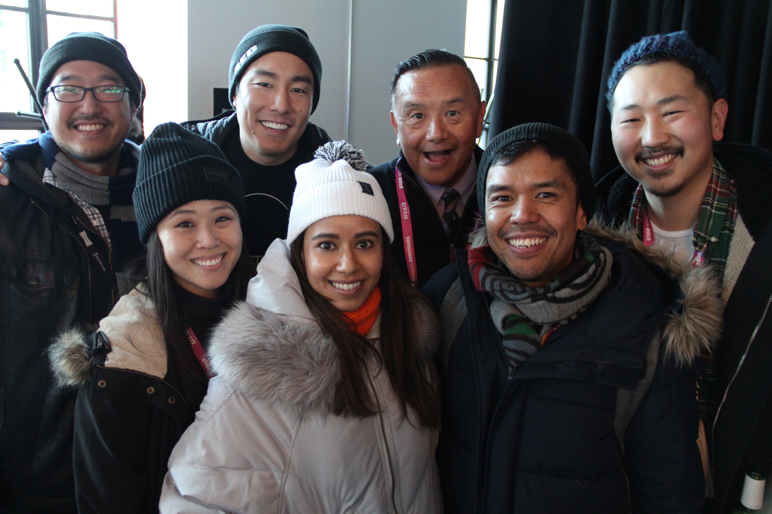  At the RYOT &amp; VICE Studios Lounge, a sea of happy people greet visitors to the Asian Pacific Filmmakers Experience in Park City’s kick-off meet-and-greet (from left): Producer Andrew Lee (SEADRIFT), Minji Chang, Kenji Tsukamoto, Sujata Day, Davi