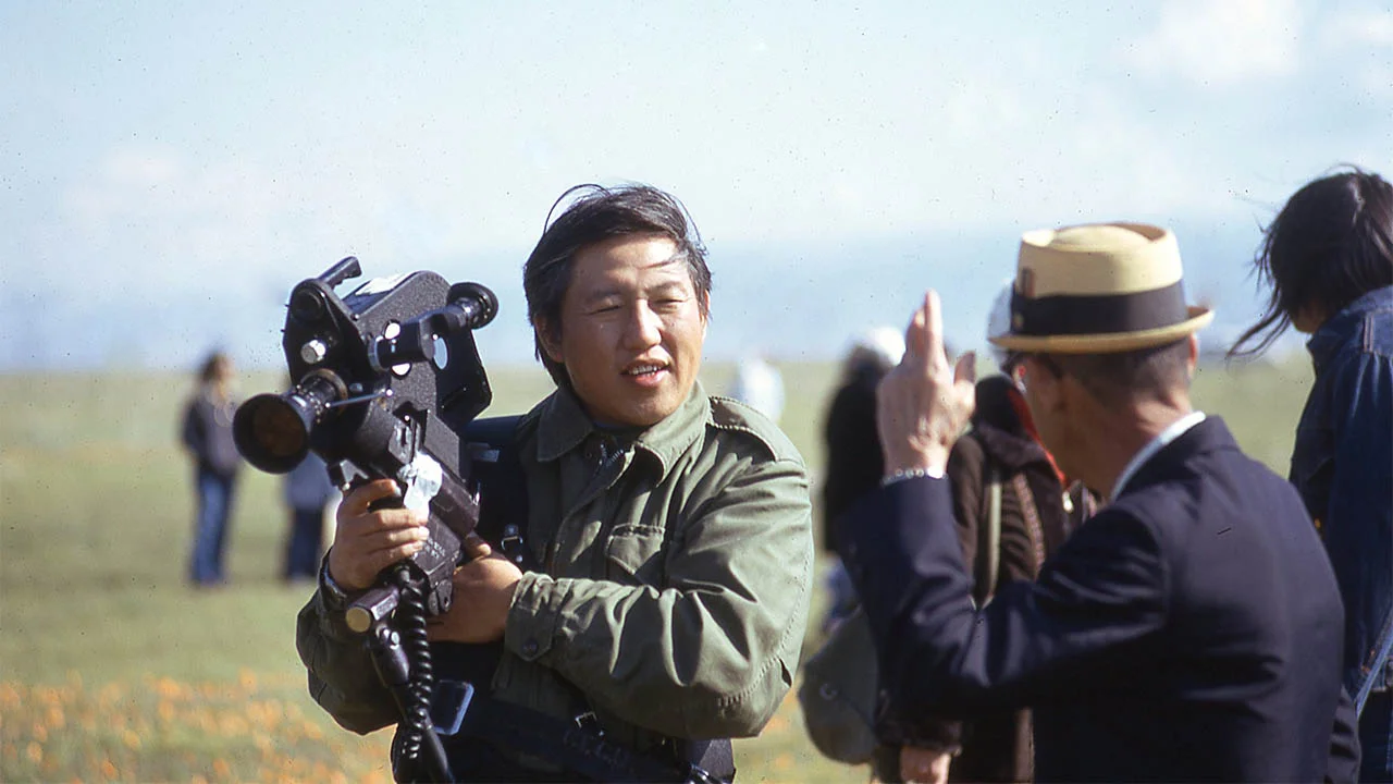 Visual Communications co-founder Robert A. Nakamura on location during the Asian American Wildflower Tour, circa 1972. The National Film Preservation Foundation has awarded VC a prestigious federal matching grant to preserve and restore Nakamura’s WATARIDORI: BIRDS OF PASSAGE and HITO HATA: RAISE THE BANNER (co-directed with Duane Kubo). Photo: Visual Communications Photographic Archive