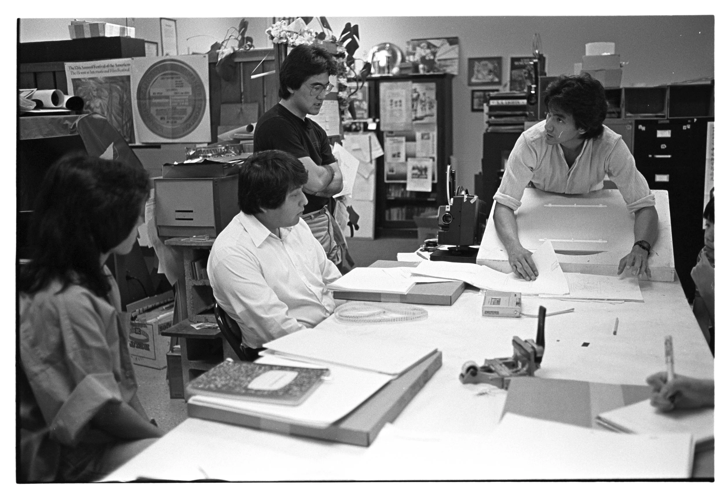 Visual Communications staff meeting at the VC office