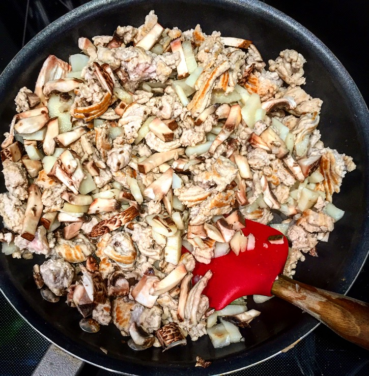 This is how the mixture will look just before the sauce is added.