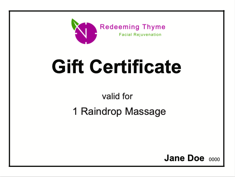 Gift Certificate: Raindrop Massage