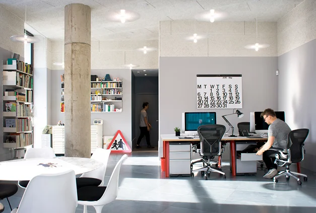 Generous ceiling heights and daylight at NB Studio in St George’s Circus development.