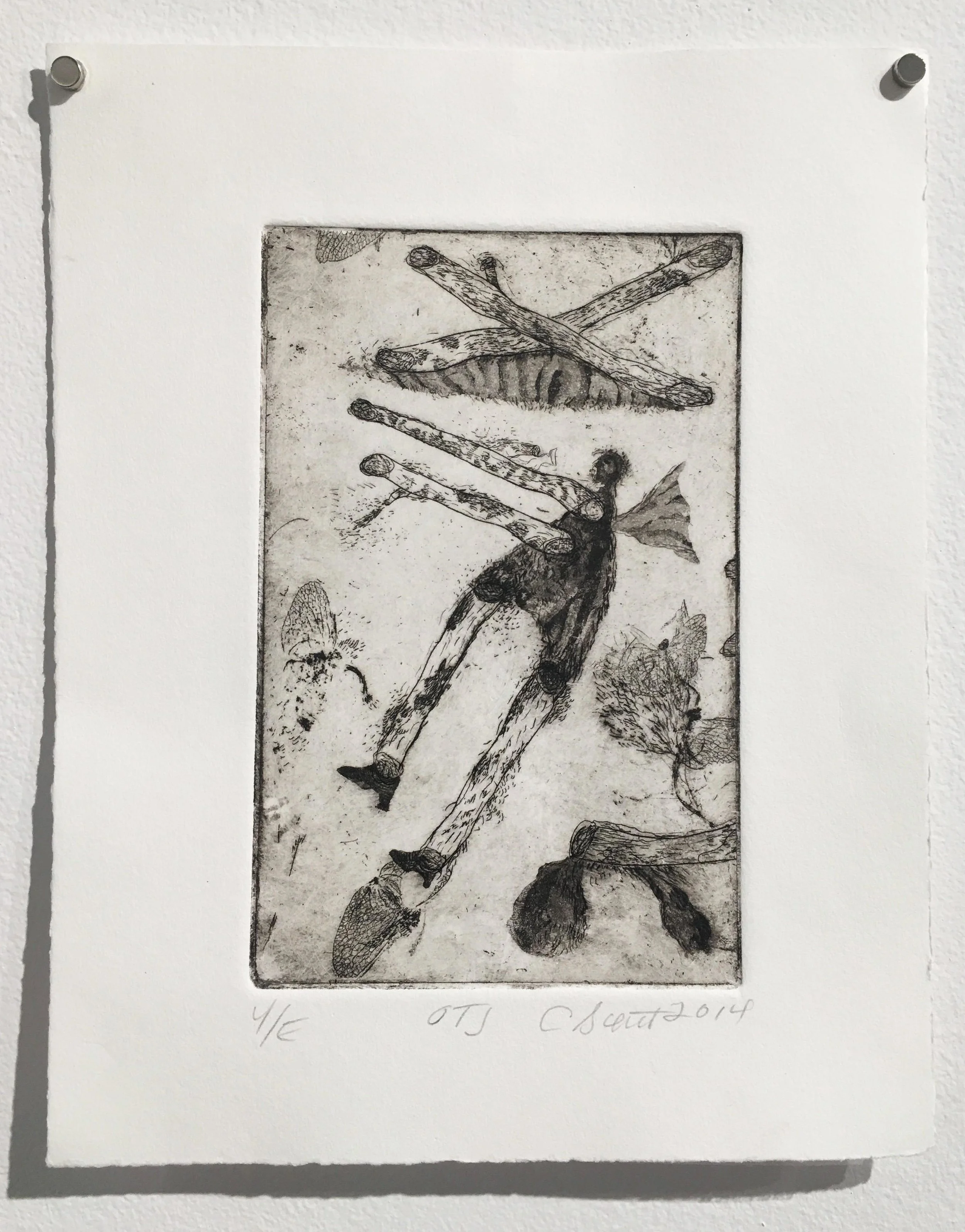 Second Prize – Cathy Senitt, OTJ (2014), intaglio