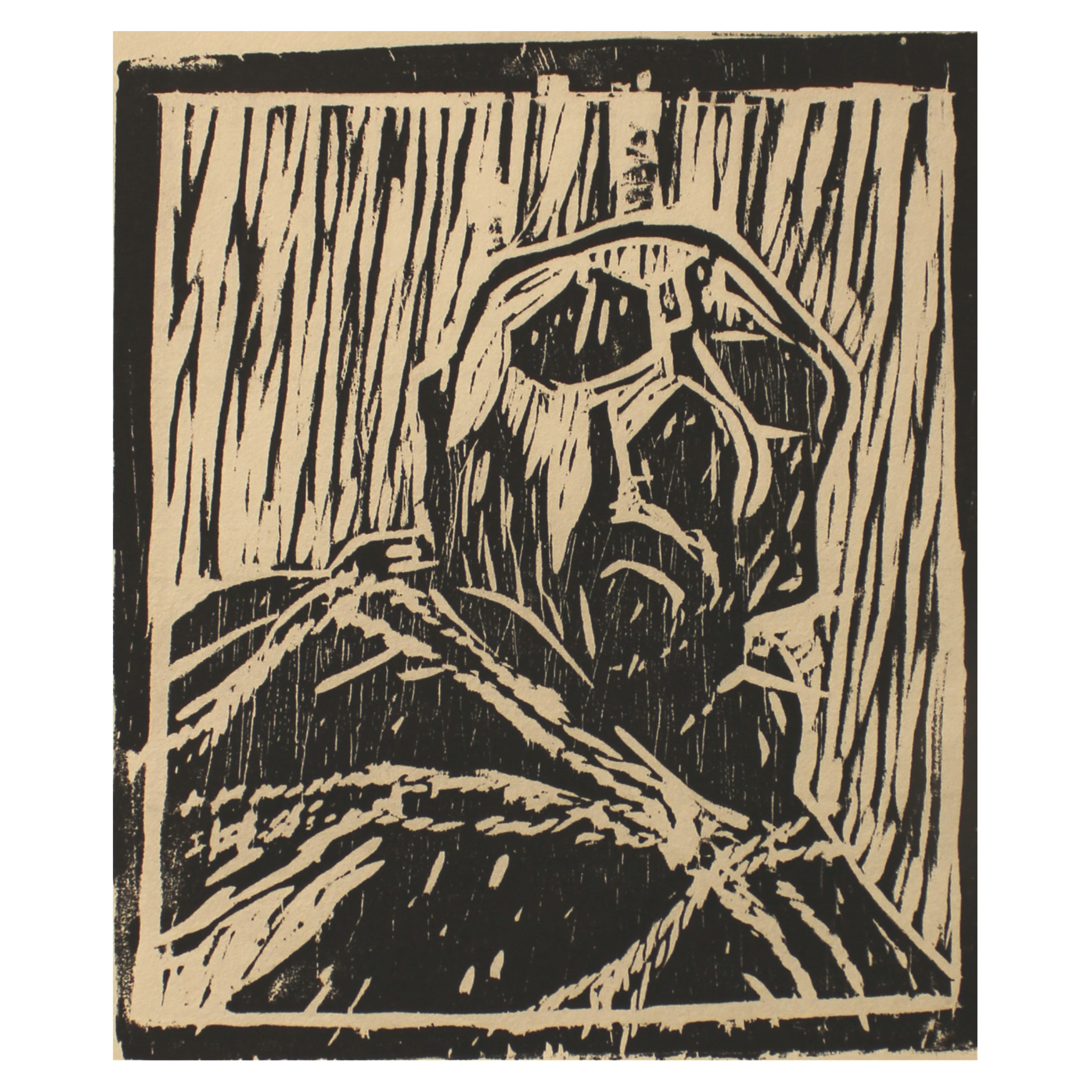 Roger Sutcliffe, The Damned, 2015, woodcut, hand printed Mulberry paper