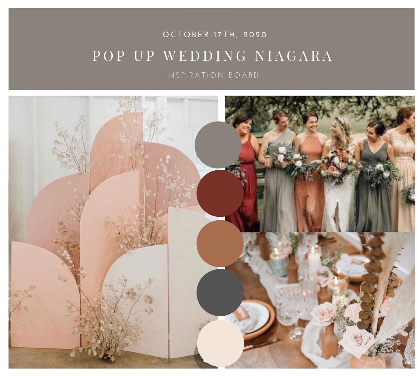 Check out this inspiration board from @bethducsparkleandtwine for our October 17th Pop Up.  It is loaded with earthy terracotta vibes and a hint of moody berry.  I mean- those colours are giving us serious fall feels.  The 6pm space is still availabl