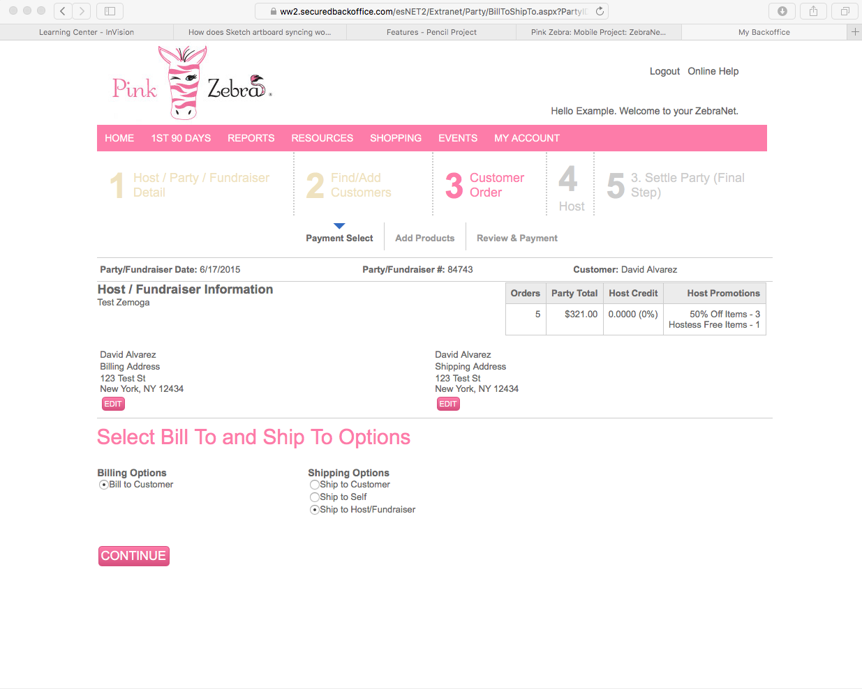 Existing Web Ordering