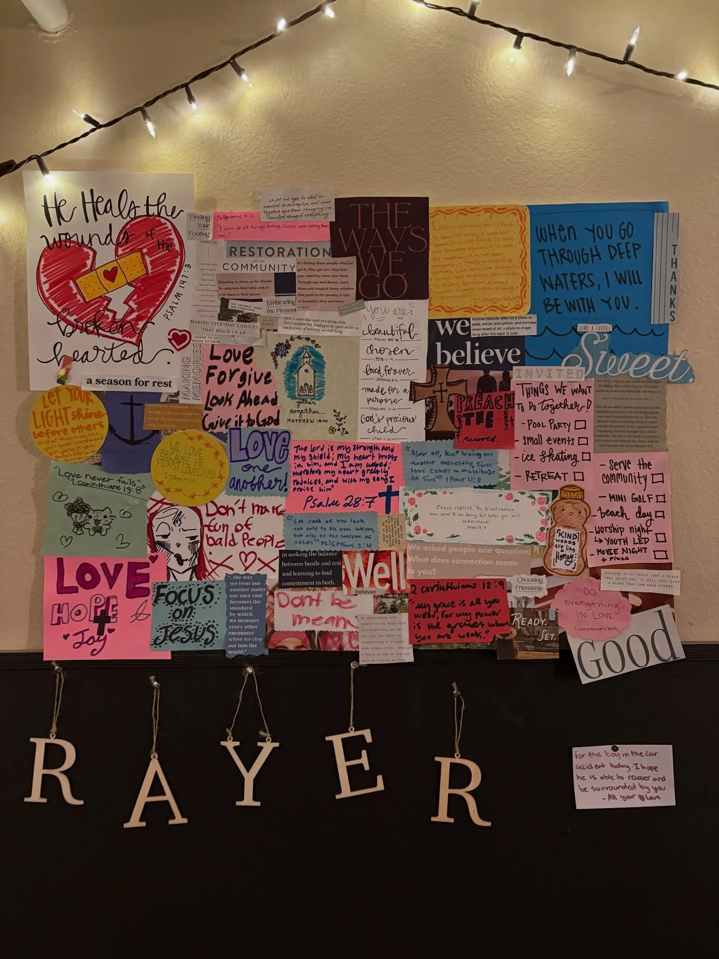 We created a youth group vision board at our last Youth Discipleship meeting. This year, we choose LOVE! We want to be a community that supports one another and serves those around us. May this year be full of joy, fellowship, and, of course, love! A