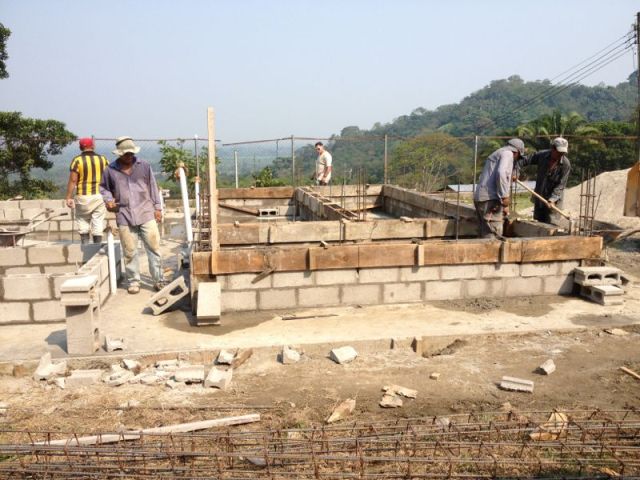 Laying the block and forming the fish tanks. 