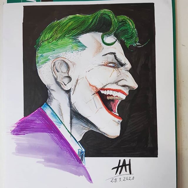 Joker. 
Saw @benoliverart 's Joker picture from a while back and felt like quickly doing something similar, its far from perfect but it was a good excercise. I really like his technique and plan on studying it further but this one was done really fas