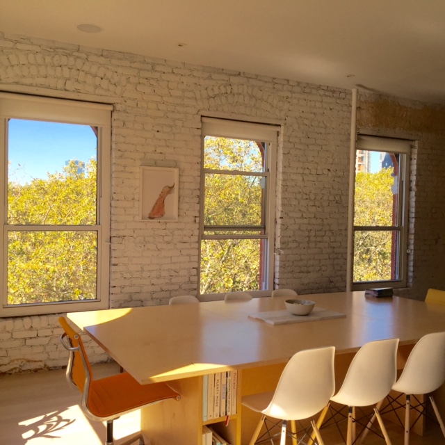 The architect designed dining table. Photo by Ritu Saheb, Architect, AIA