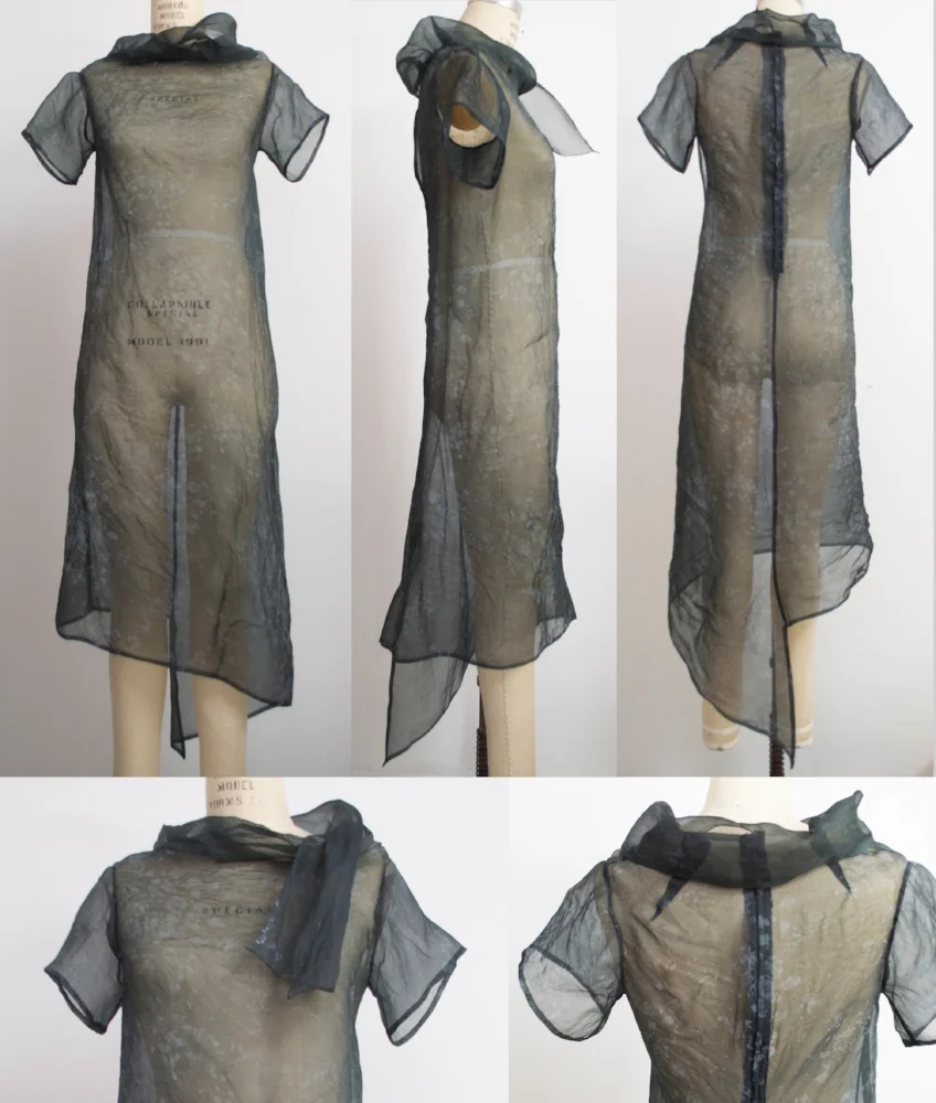 Flint Dress, Overdyed French floral print, silk organza