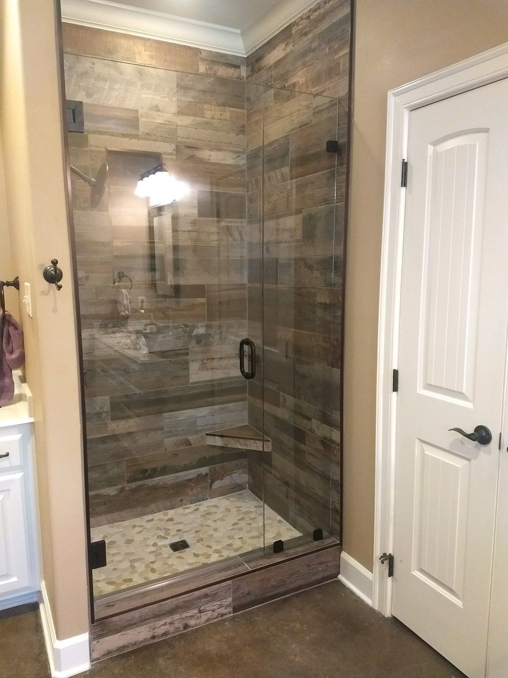 Wood Look Tile Shower Hendricks Remodeling Wood Look Tile Shower Hendricks Remodeling