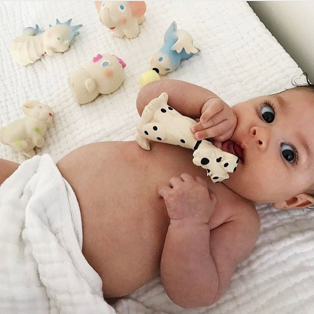 #VintageAnimals for the win ✨🙌🏼✨🙌🏼 This baby is well served for bath time with all of our vintage babies fam! 💙 None of our toys have a hole therefore water won't come in &amp; bacteria isn't created! Safe, clean and fun! 💦💧💦💧#modernkids #lo