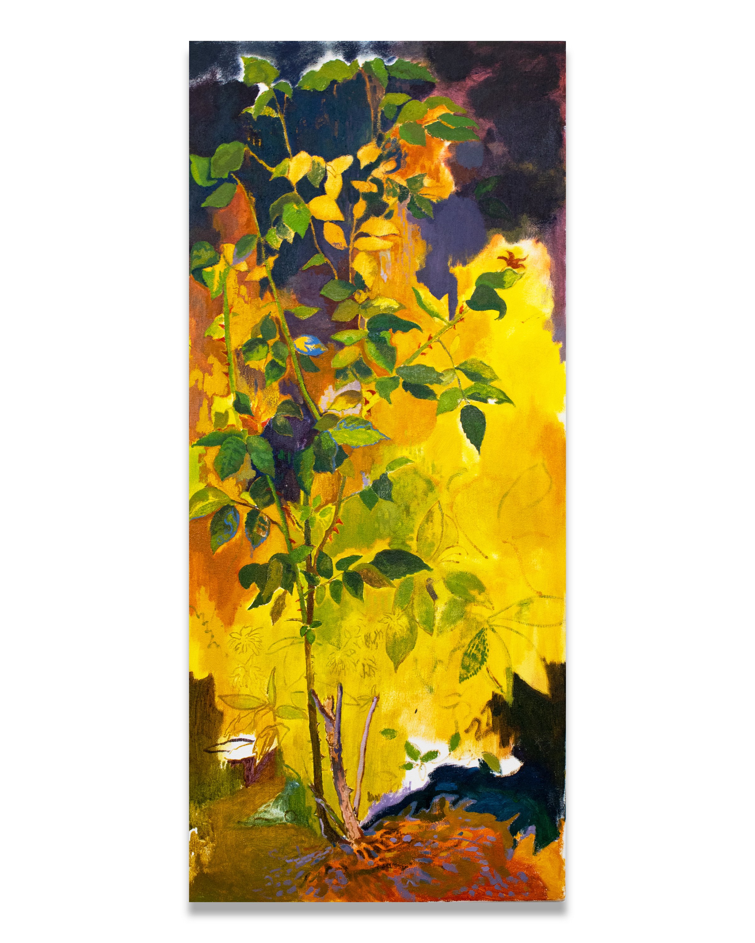 "Rosebush," 2025, Oil on canvas, 36 x 12 inches