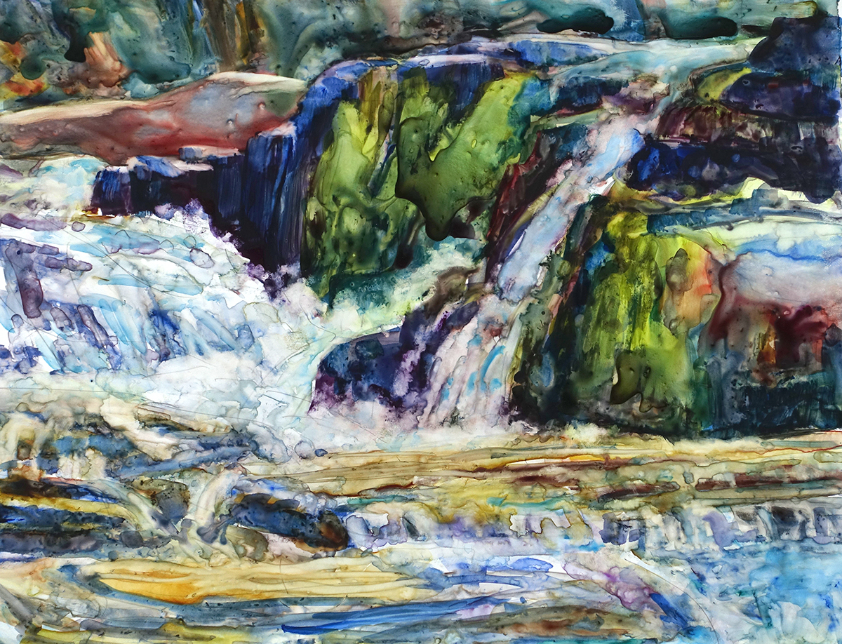 In the Falls—a closeup of water and rocks at Umpachene Falls in New Marlborough, Mass.