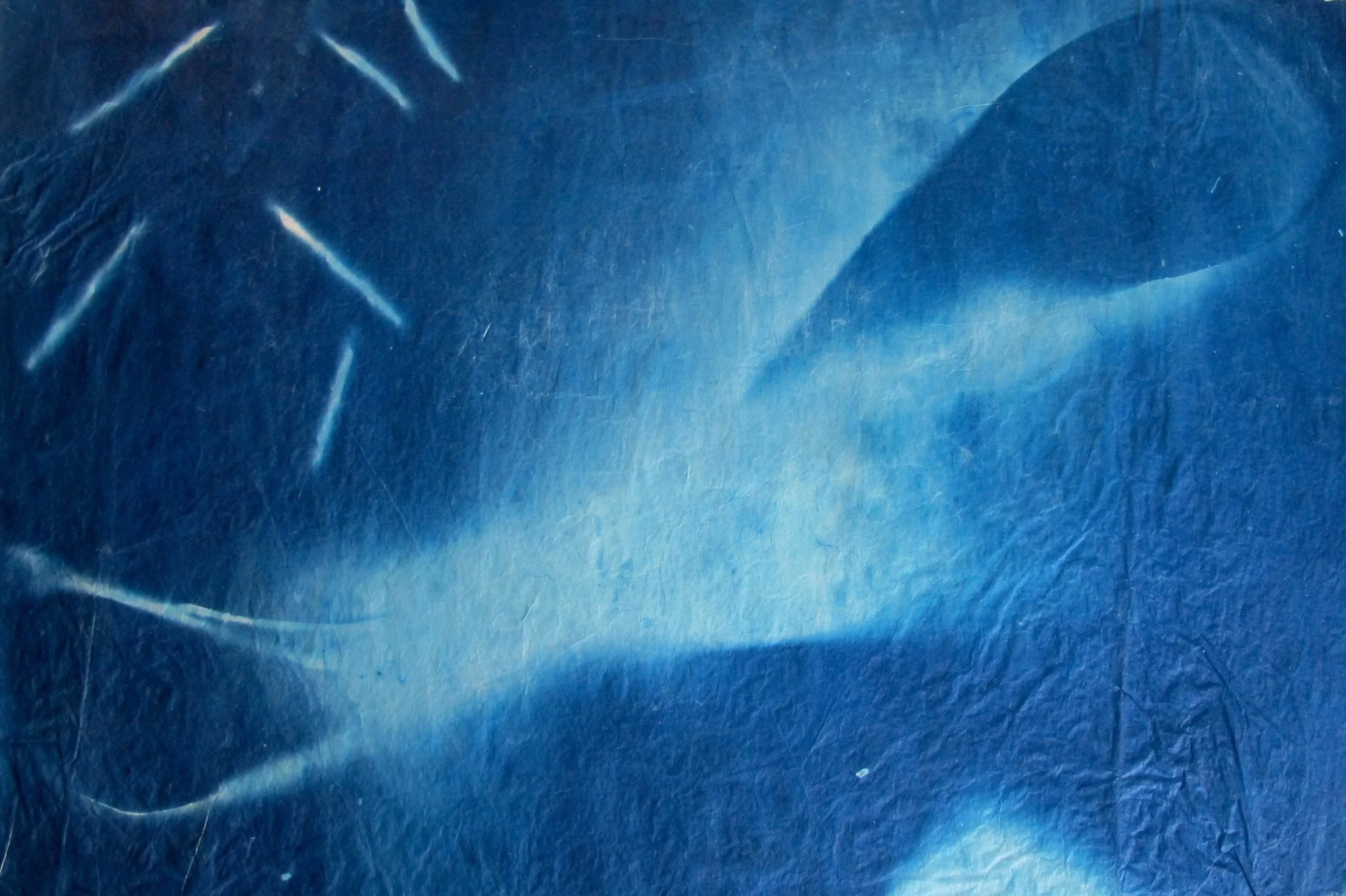 Light Energy, Cyanotype on handmade Kozo paper, 18"x24"