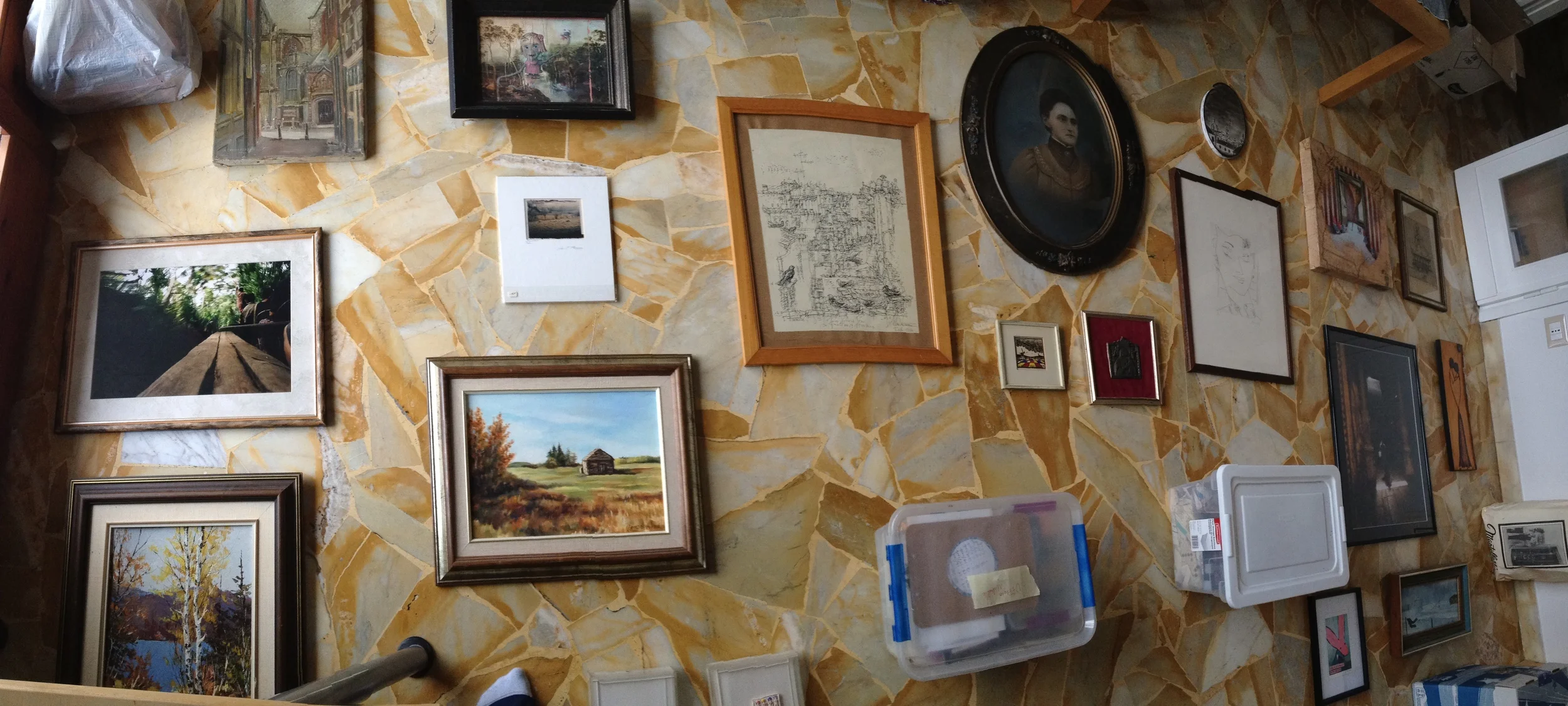 Planning out the picture wall.