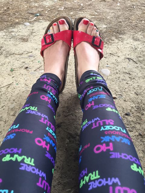 Rainbow toes and anti-slut-shaming leggings.