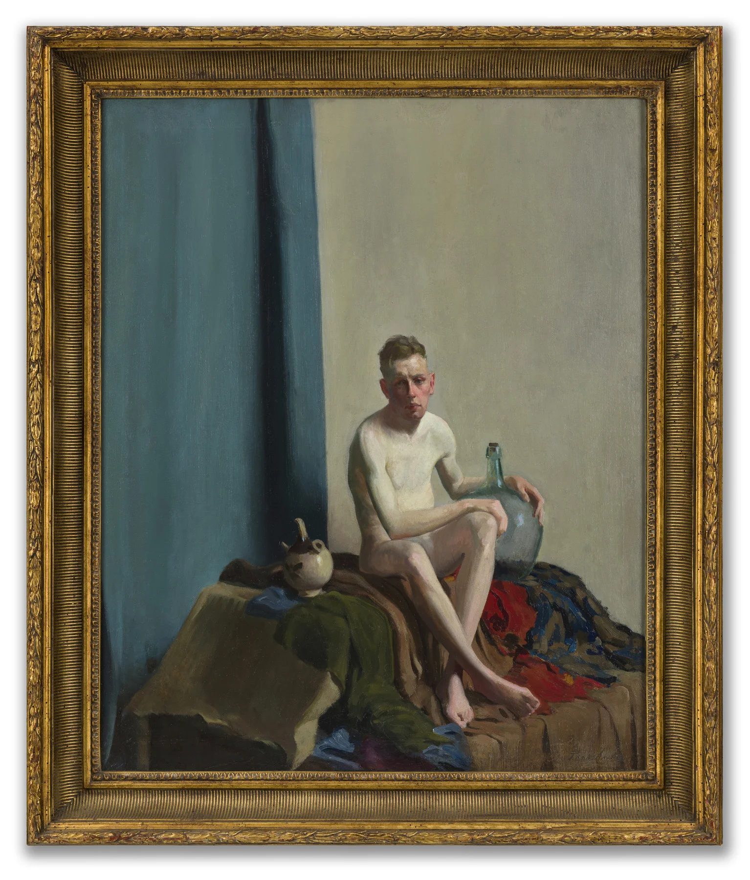 Thomas Pollock Anshutz, (American 1851-1912), Seated Male Figure with Water Jug, c.1900.