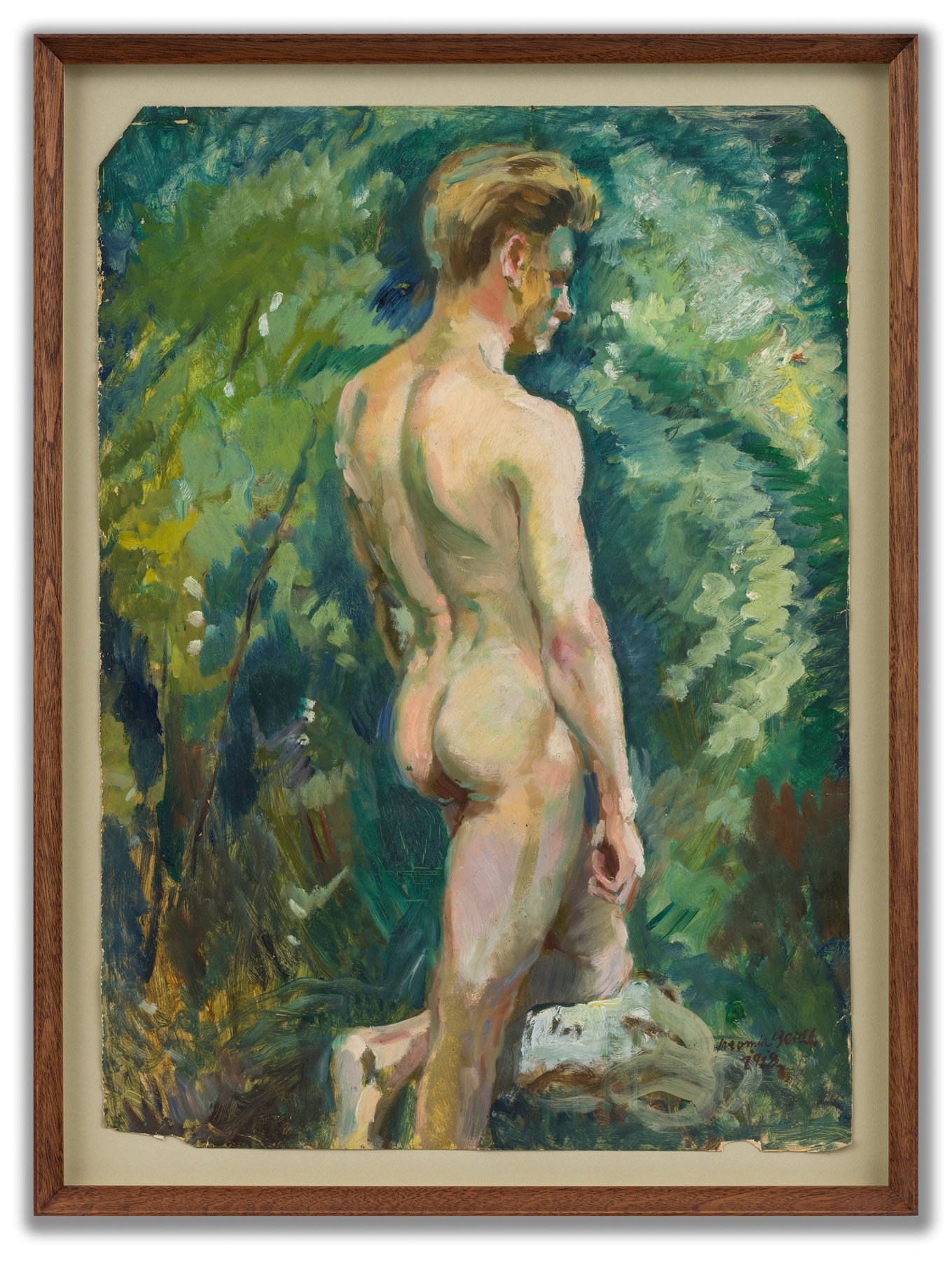 Jaromir Seidl, (Czech 1893-1968), Male Nude in a Landscape, 1918