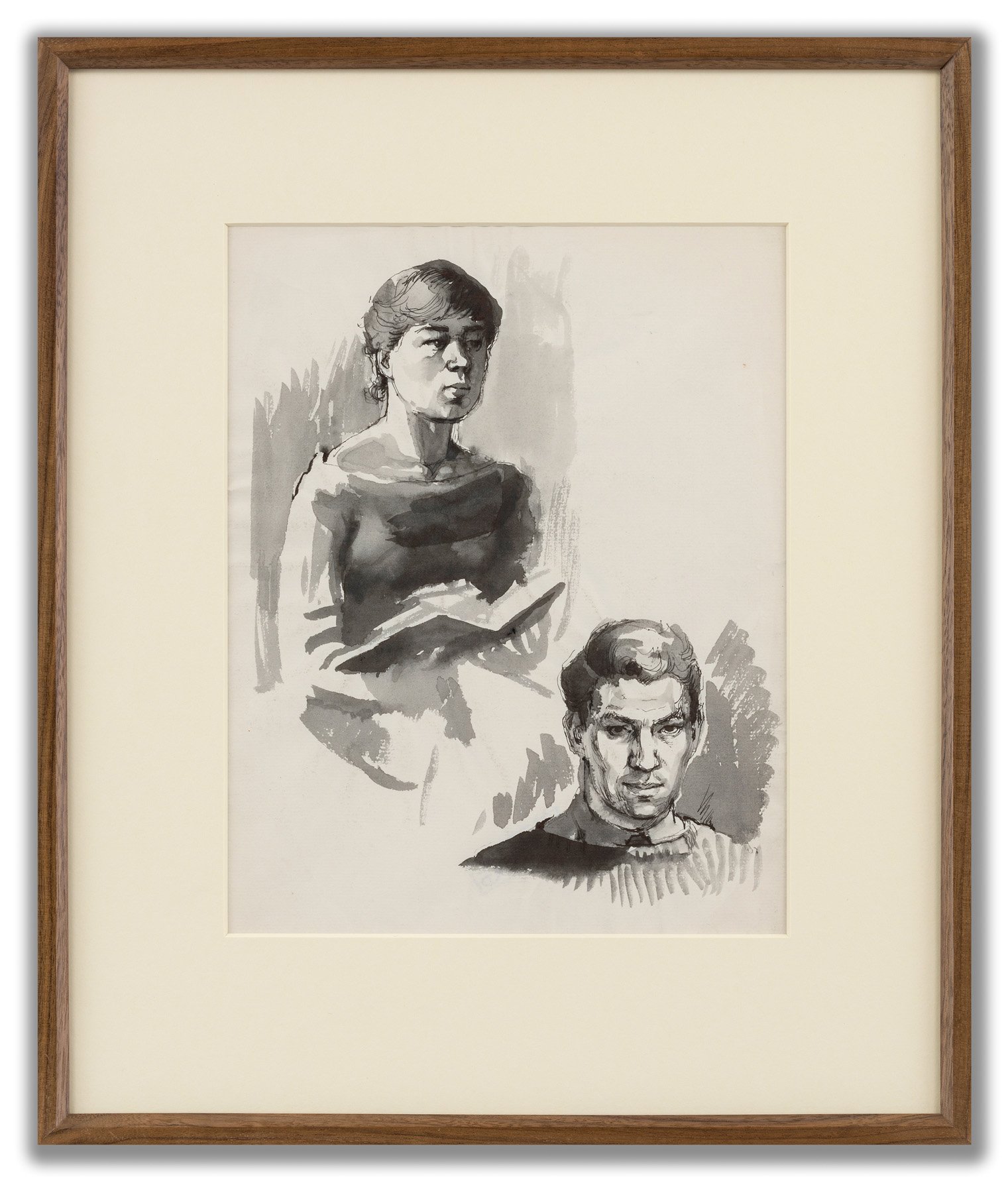 Michael Leonard, (British 1933-2023), Self Portrait with Young Woman, c.1956