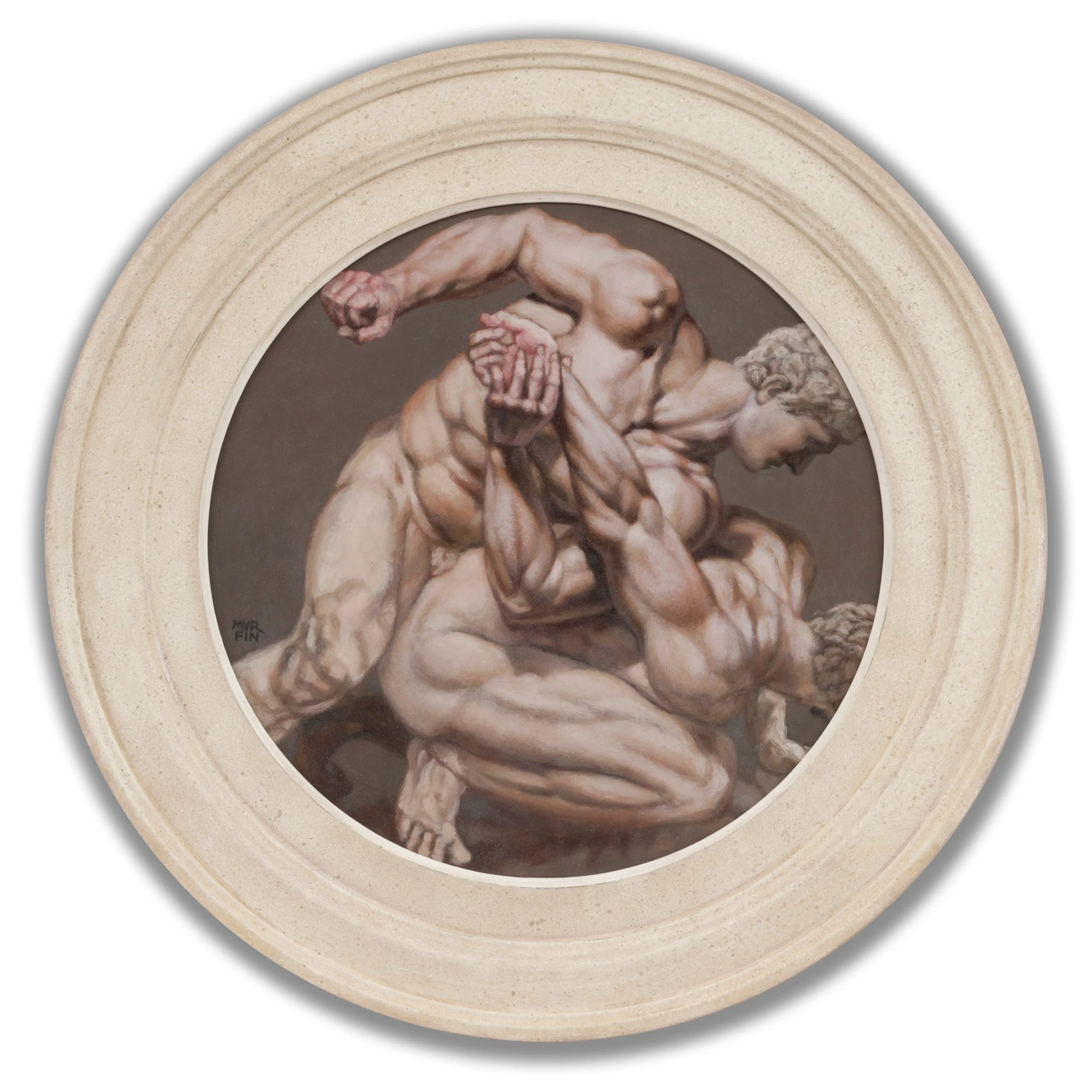 henry-miller-fine-art-male-form-michael-murfin-Wrestlers-after-Delacroix-oil-on-board.jpg