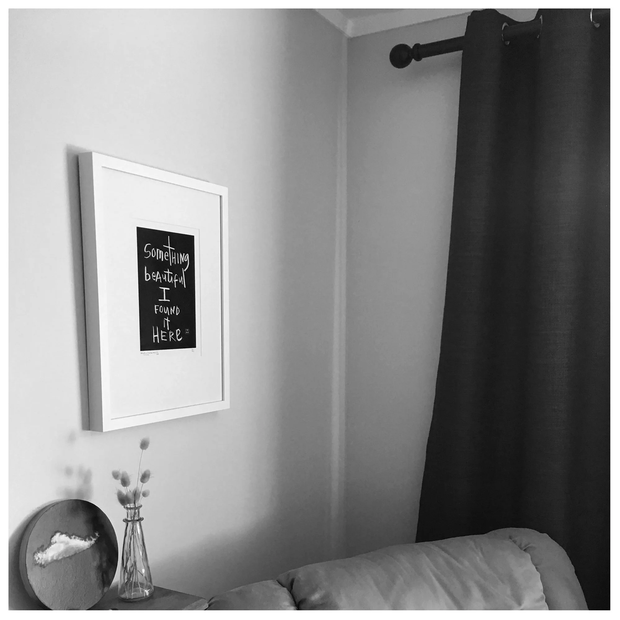 Artwork: something beautiful I found it here, 2015 // Location: In Elizabeth’s son’s nursery, Hawkes Bay, NZ // Custom-framed A3 Studioprint