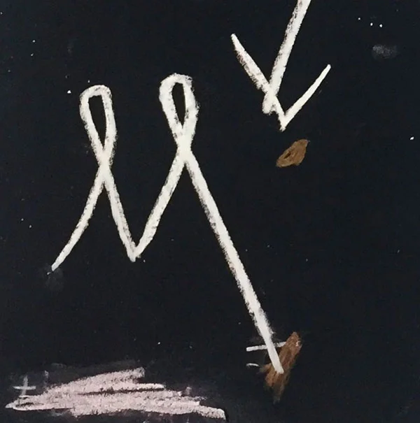 Overdrawing with gold crayon on Daydream, 2017
